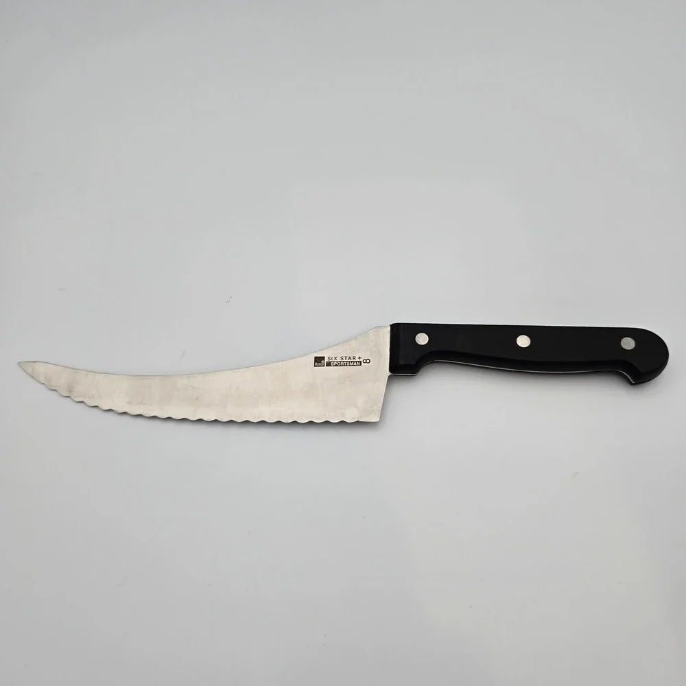 Ronco Six Star+ Sportsman Knife Serrated Curved Stainless Steel Black Handle